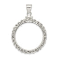 Wideband Distinguished Coin Jewelry Sterling Silver Polished Rope 26.4 x 1.8mm Susan B. Anthony Screw Top Coin Bezel Pendant