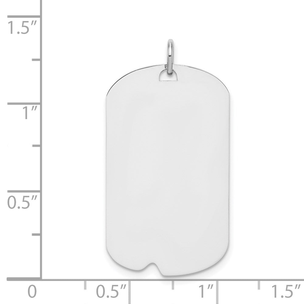 SSilver Rhodium-plated Polished Front/Satin Back Engravable Dog Tag