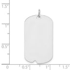 SSilver Rhodium-plated Polished Front/Satin Back Engravable Dog Tag