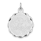 Sterling Silver Rhodium-plated A Date To Remember Disc Charm