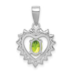Sterling Silver Rhodium-plated Peridot and CZ Pendant