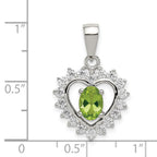 Sterling Silver Rhodium-plated Peridot and CZ Pendant