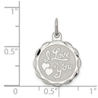 Sterling Silver Rhodium-plated I Love You Disc Charm