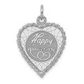 SS Rh-plt Happy Anniversary Polished Front/Satin Back Disc Charm