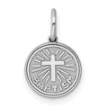 Sterling Silver Rhodium-plated Baptism Disc Charm