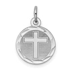 Sterling Silver Rhodium-plated Cross Disc Charm