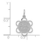 Sterling Silver Rhodium-plated Happy Birthday Disc Charm