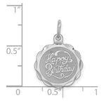 Sterling Silver Rhodium-plated Happy Birthday Disc Charm
