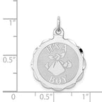 Sterling Silver Rhodium-plated Its a Boy Charm