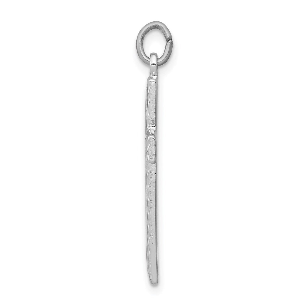 Sterling Silver Platinum-plated Cross Charm