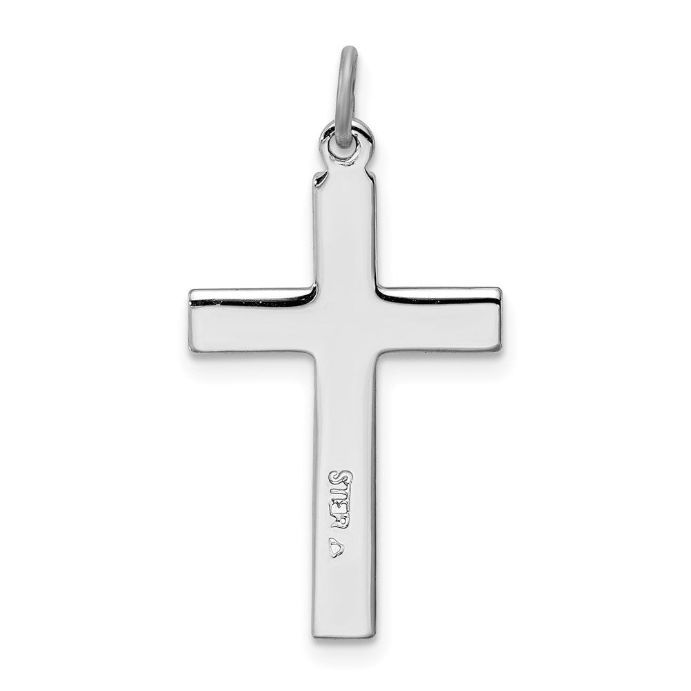 Sterling Silver Platinum-plated Cross Charm
