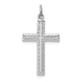 Sterling Silver Platinum-plated Cross Charm