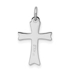 Sterling Silver Platinum-plated Black Enameled Cross Charm