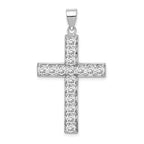 Sterling Silver Rhodium-plated CZ Latin Cross Pendant