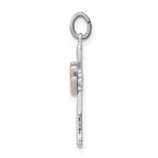 Sterling Silver Platinum-plated & Vermeil Dove Cross Charm