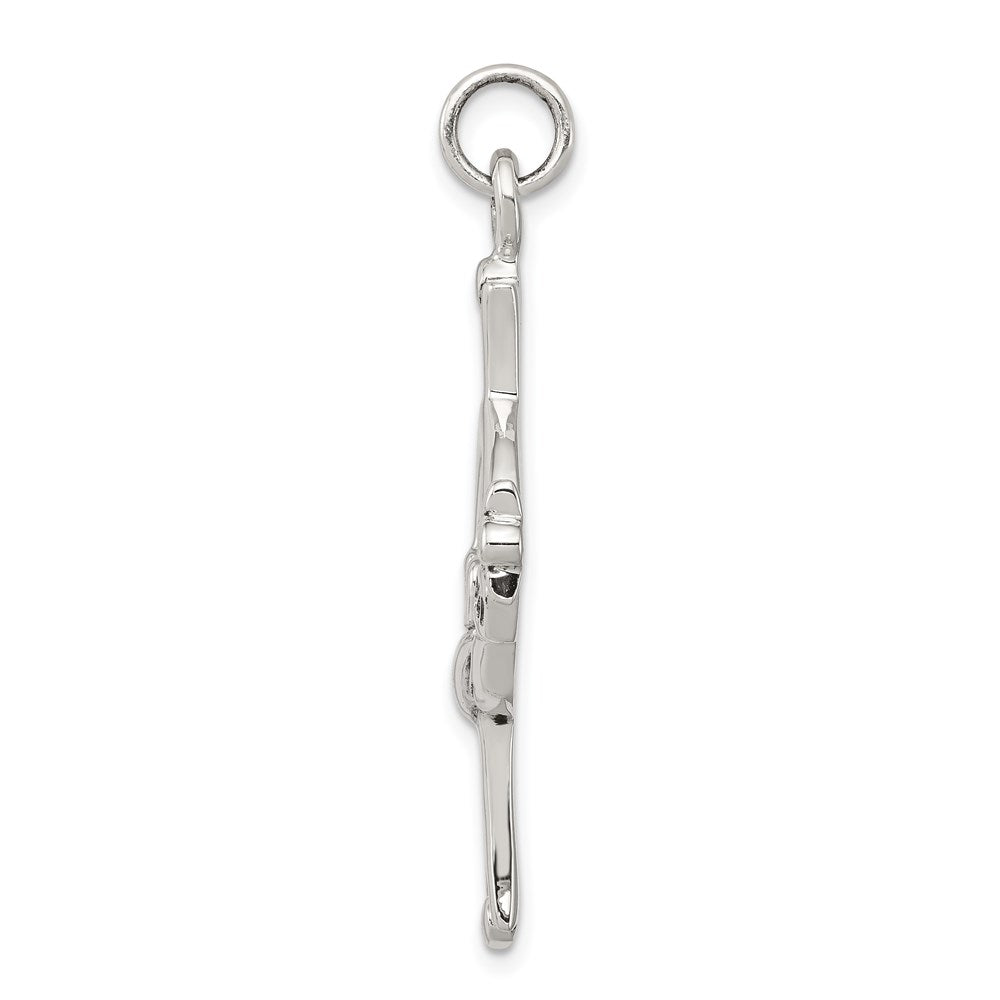 Sterling Silver Antiqued Claddagh Cross Charm
