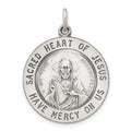 Sterling Silver Antiqued Sacred Heart of Jesus Medal