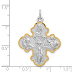 Sterling Silver Platinum-plated 4-way Medal