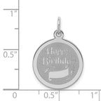 Sterling Silver Rhodium-plated Happy Birthday Disc Charm