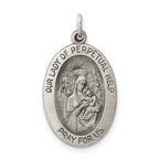 Sterling Silver Antiqued Our Lady of Perpetual Help Oval Medal