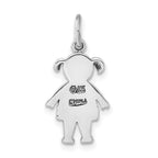 Sterling Silver Polished & Antiqued Red & Black Enamel Girl Charm