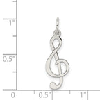Sterling Silver Rhodium-plated Treble Clef Polished Charm