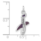 Sterling Silver Purple Enameled Airplane Charm