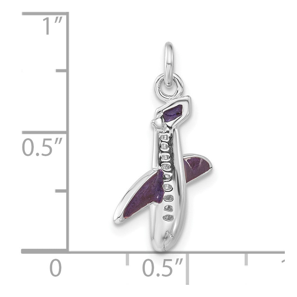 Sterling Silver Purple Enameled Airplane Charm