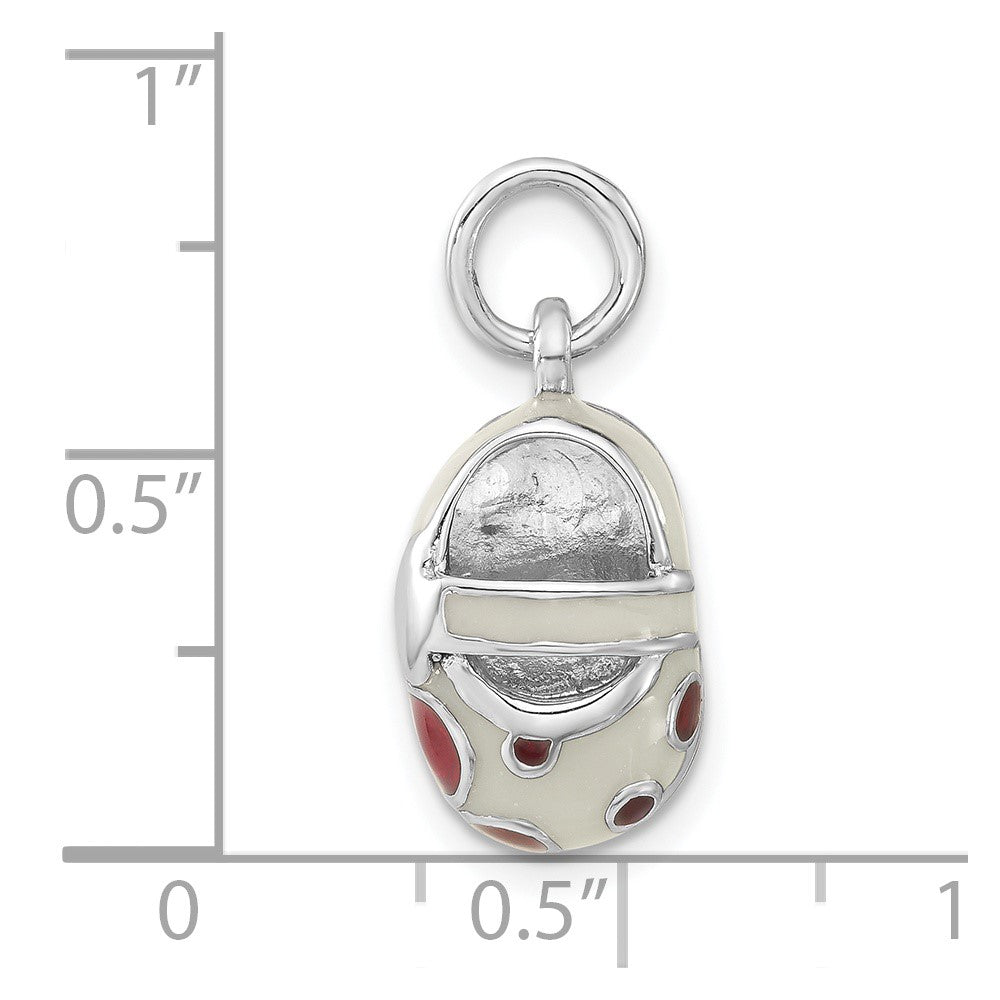 Sterling Silver 3-D Red & White Enameled Shoe Charm