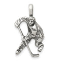 Sterling Silver Antiqued Hockey Player Charm