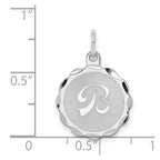 Sterling Silver Rhodium-plated Brocaded Letter B Initial Charm