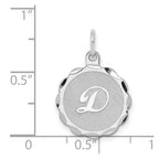Sterling Silver Rhodium-plated Brocaded Letter D Initial Charm