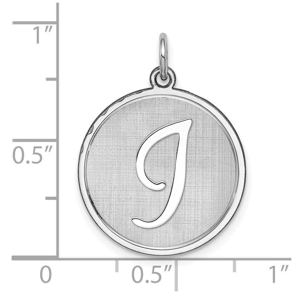Sterling Silver Rhodium-plated Brocaded Letter I Initial Charm