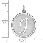 Sterling Silver Rhodium-plated Brocaded Letter I Initial Charm