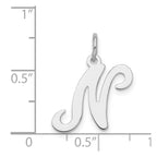 Sterling Silver Rhodium-plated Stamped Letter N Initial Charm