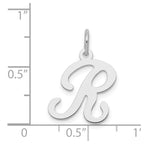 Sterling Silver Rhodium-plated Stamped Letter R Initial Charm