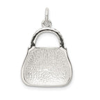 Sterling Silver Rhodium-plated Purple Enameled CZ Purse Charm