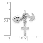 Sterling Silver Rhodium-plated Faith, Hope & Charity Charm