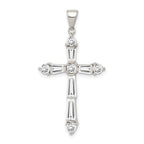 Sterling Silver Rhodium-plated CZ Cross Pendant