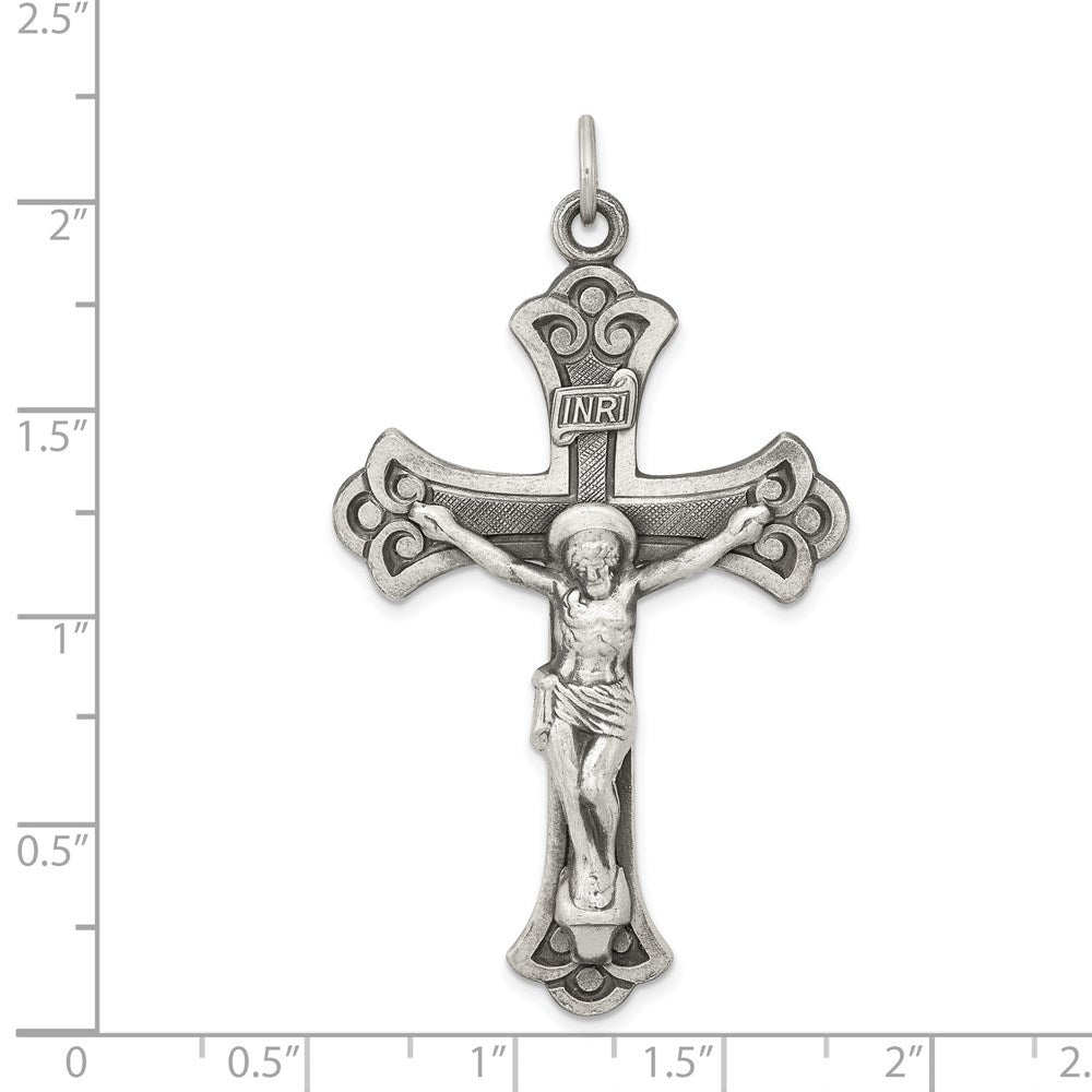 Sterling Silver Antiqued INRI Crucifix Pendant
