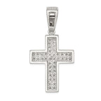 Sterling Silver Rhodium-plated CZ Cross Pendant