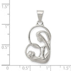Sterling Silver Blessed Mary & Child Jesus Antique Finish Charm