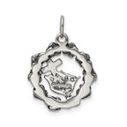 Sterling Silver Antiqued Cross, Crown & Wreath Charm