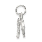 Sterling Silver Rhodium-plated Heart & Key Charm