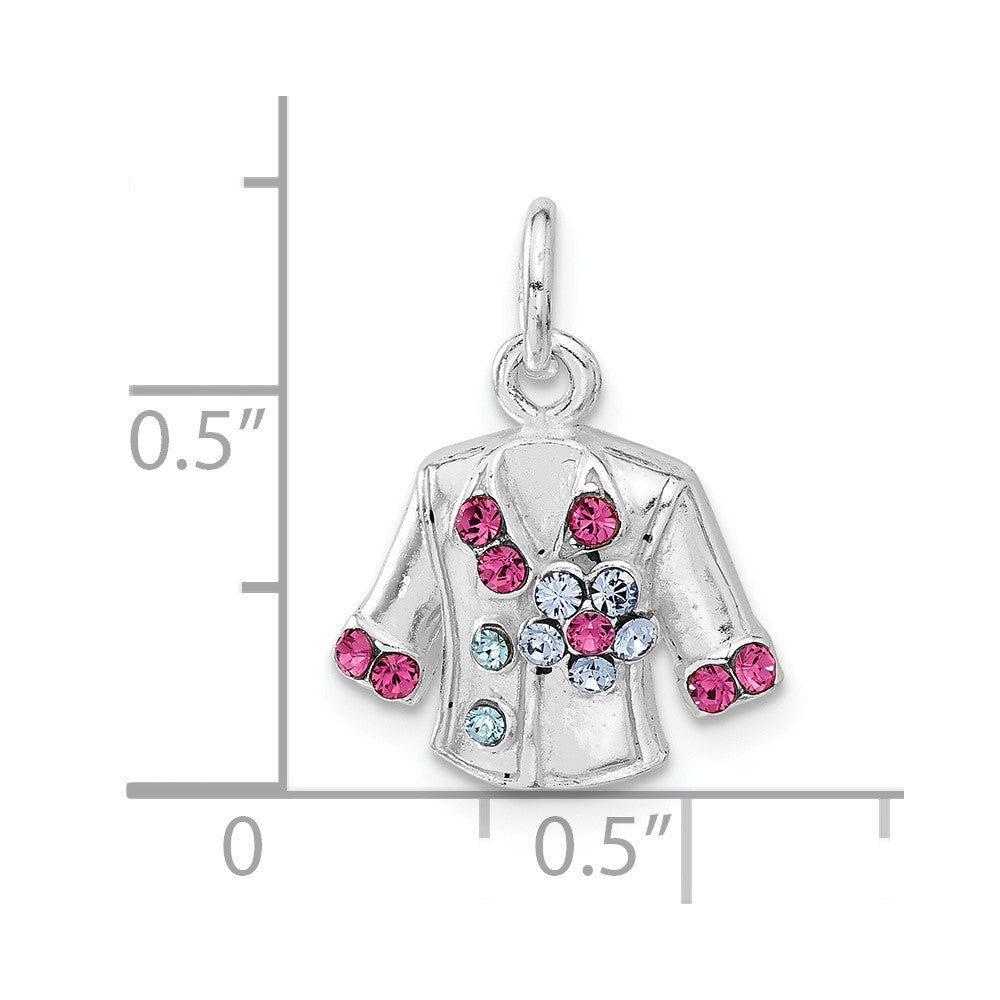 Sterling Silver Blue & Pink Crystal Flower Jacket Charm