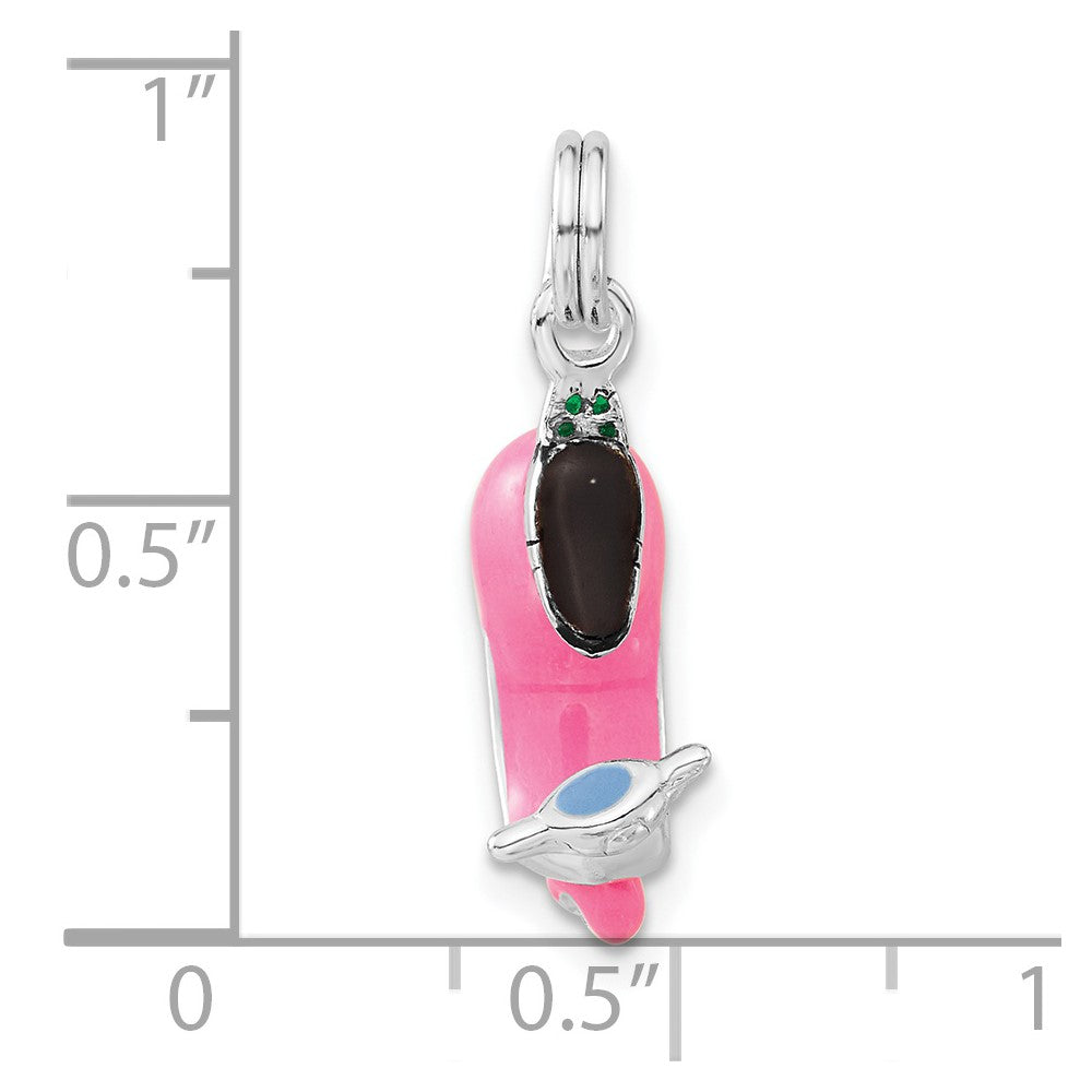 Sterling Silver 3-D Polished Multicolor Enamel Motor Scooter Charm