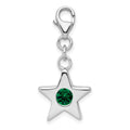 Sterling Silver Rhodium-plated May CZ Birthstone Star Charm