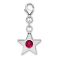 Sterling Silver Rhodium-plated July CZ Birthstone Star Charm