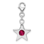 Sterling Silver Rhodium-plated July CZ Birthstone Star Charm