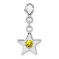 Sterling Silver Rhodium-plated November CZ Birthstone Star Charm
